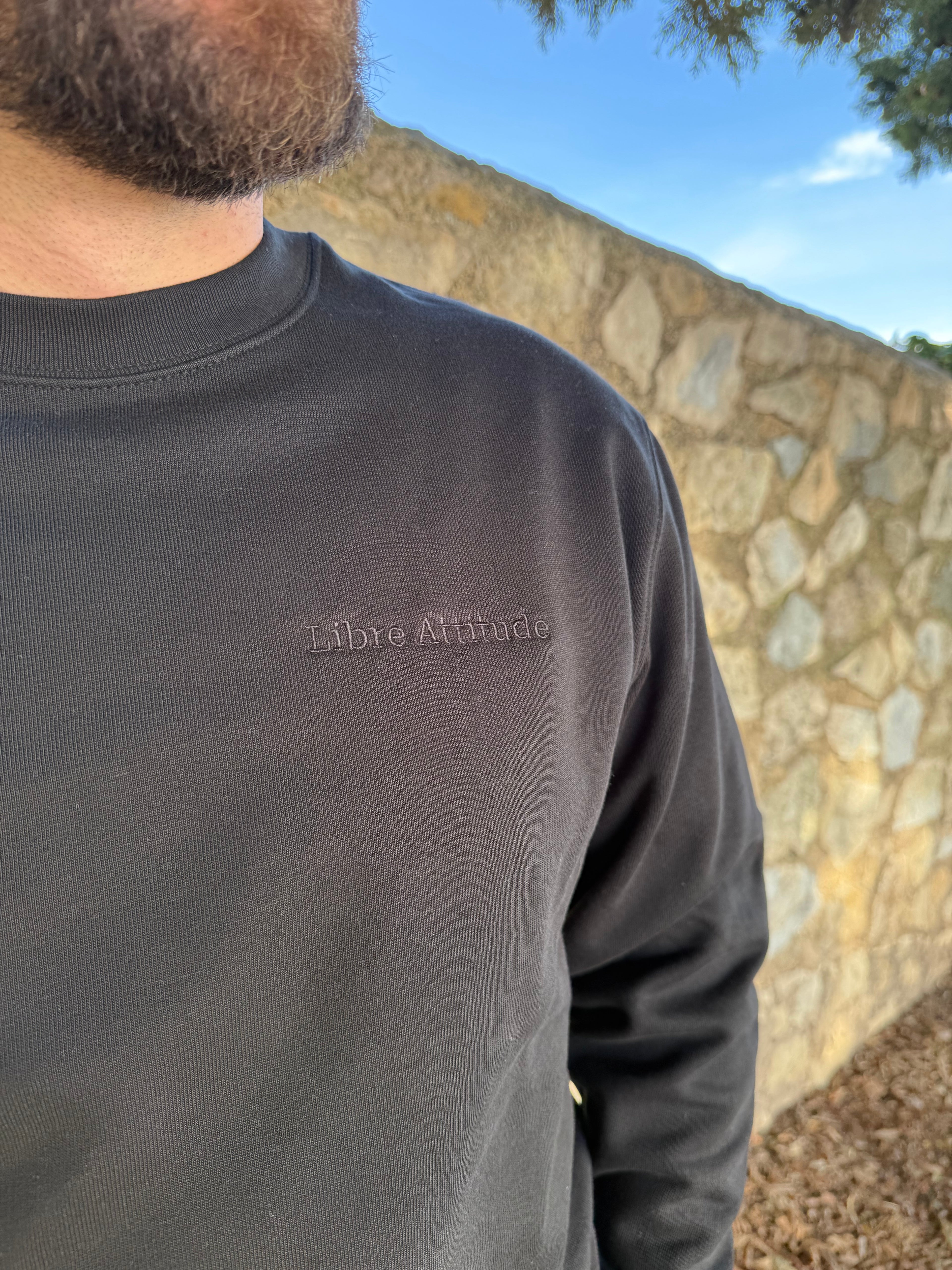 Sweatshirt noir unisexe