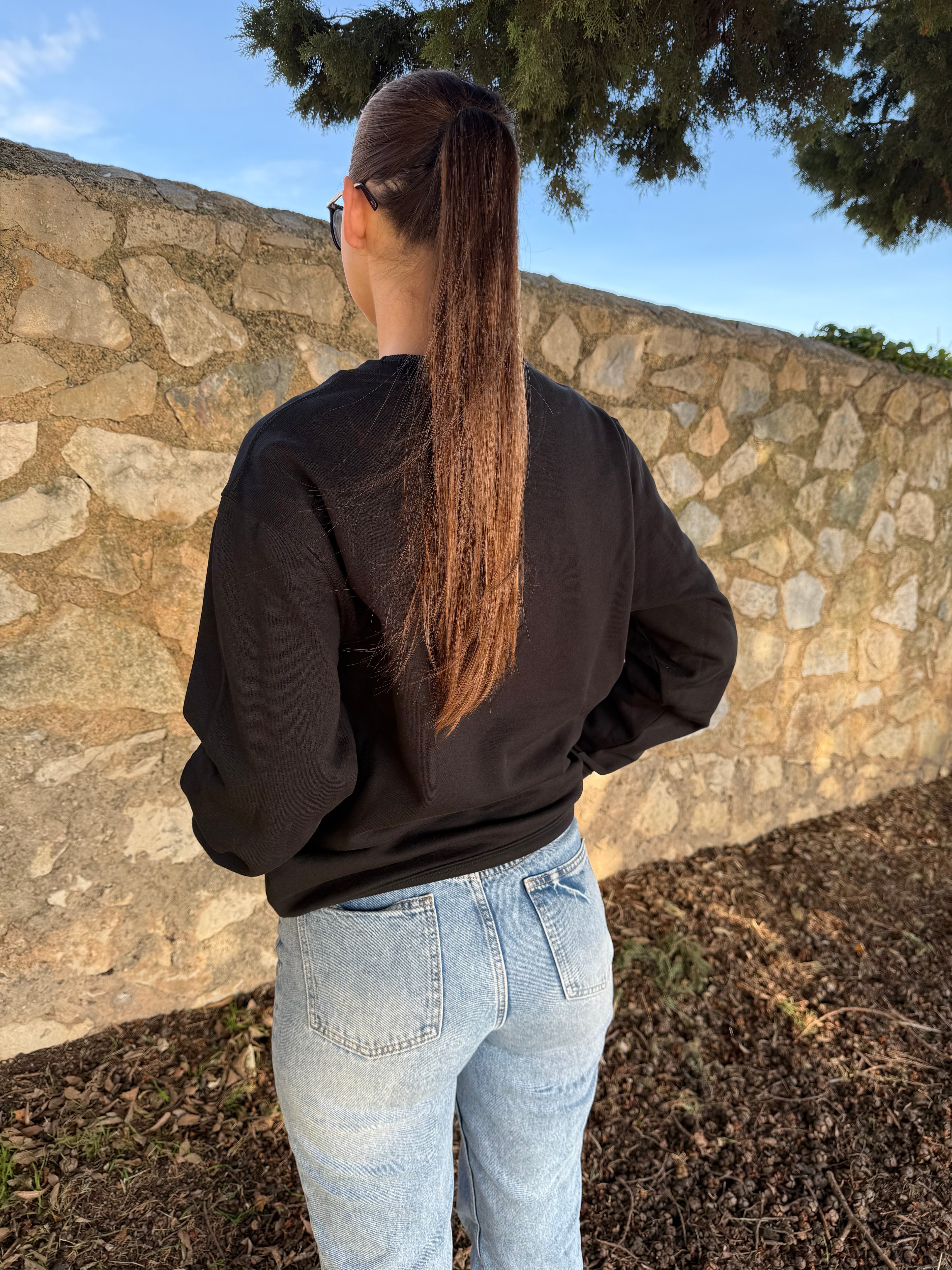 Sweatshirt noir unisexe